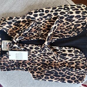 Damson Madder Leopard Print Women's Vest in Tan & Black